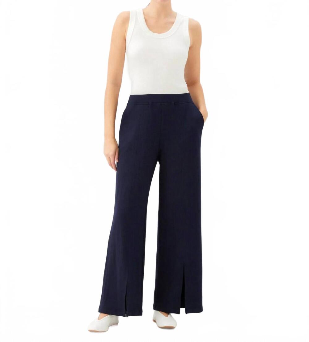 NEW FIFTEEN TWENTY women's gabby front slit sweatpants in navy